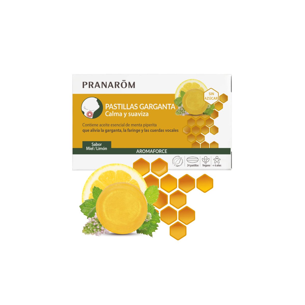 PRANARôM PASTILLAS GARGANTA MIEL Y LIMÓN